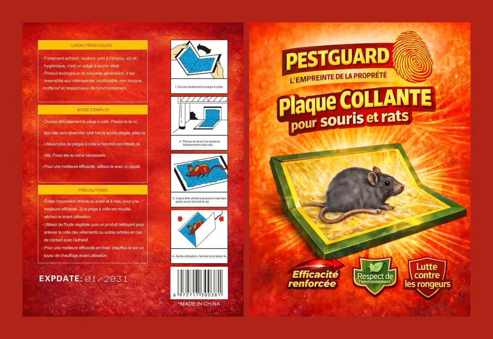 Plaque collante PestGuard pour souris et rats